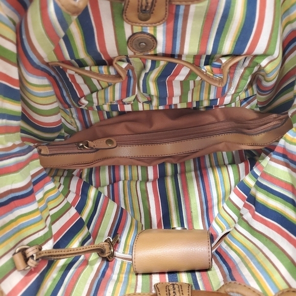 FOSSIL Ivory Woven Tweed Wood Handle Bag - Picture 4 of 6